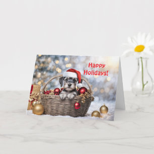Carte Noël Joyeuses vacances mignonne Schnauzer Chien ch