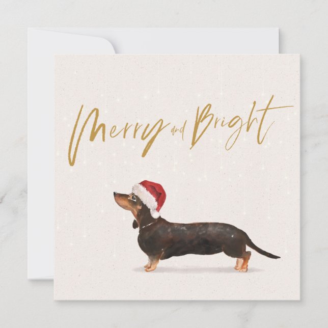 Carte Noël Joyeux chien Dachshund (Devant)