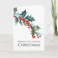 Noël joyeux de brin de houx d'aquarelle