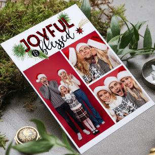 Carte Noël Joyeux et béni Red Plaid Star 3 Photo