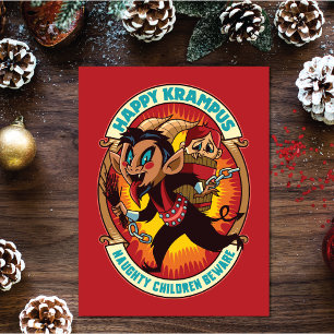 Carte Noël Joyeux Krampus Naughty Enfants Attention