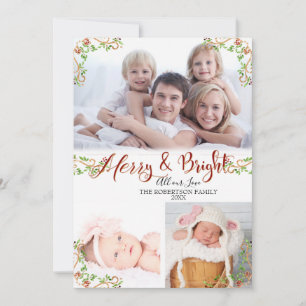 Carte Noël Joyeux n Bright Script Calligraphie