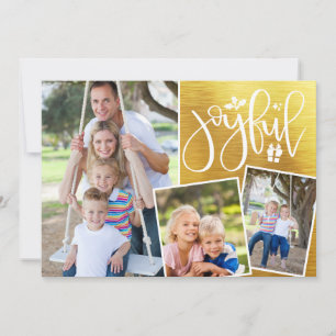 Carte Noël Joyful Moderne Métallurgique Or Trois Photo