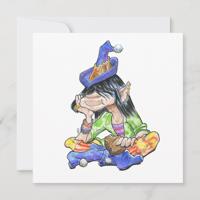 Carte Noel, l'elfe hippie (Devant)