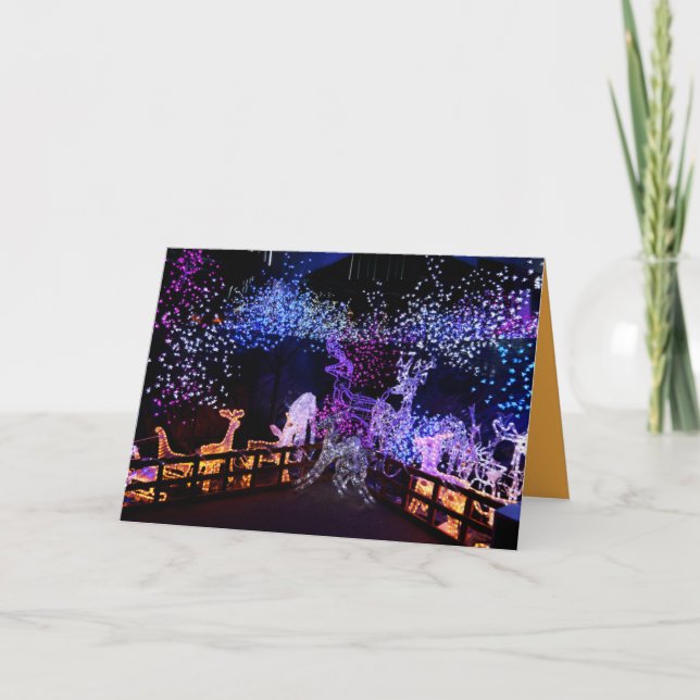 CARTE NOËL LUMIÈRES MULTICOLORES FORMES ANIMALES (Devant)