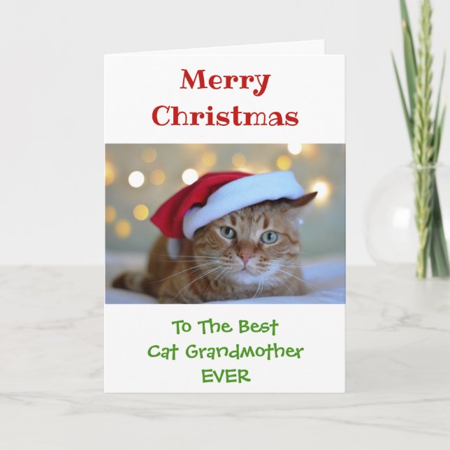 Carte Noël Meilleur Chat Grand-Mère Jamais Photo (Devant)
