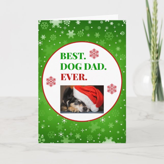 Carte Noël Meilleur Chien Papa Jamais Photo (Devant)