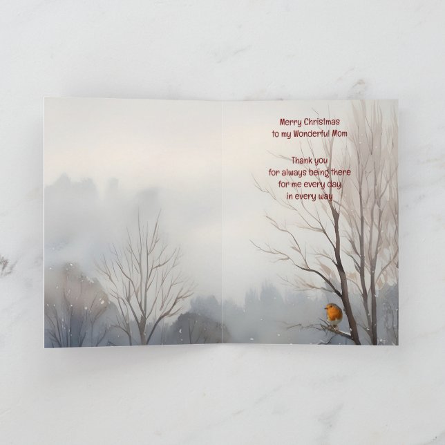 Carte Noël Merveilleux Maman Anglais Robin (Intérieur)