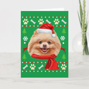Carte Noël moche de Chien de Poméranie
