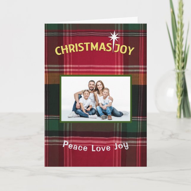 Carte Noël moderne Joie Paix Amour Famille Photo (Devant)