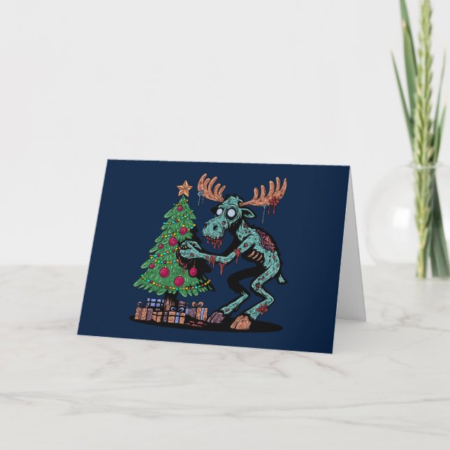 Carte Noël Moose Zombie (Devant)