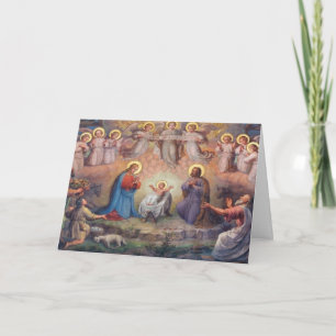 Carte Noël Nativité Anges Sainte Famille Bergers