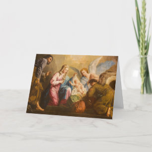 Carte Noël Nativité Angles Sainte Famille Vierge Marie