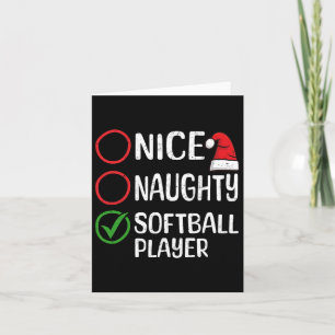 Carte Noël Nice Naughty Softball Player Noël L