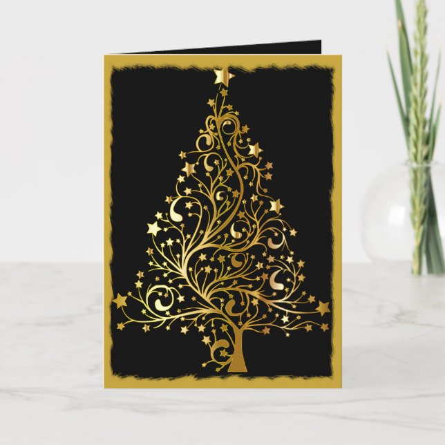 Carte Noël noir et or sophistiqué (Devant)
