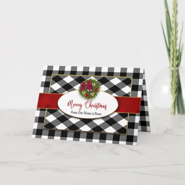 Carte Noël Notre maison à votre cheminée noire (Devant)