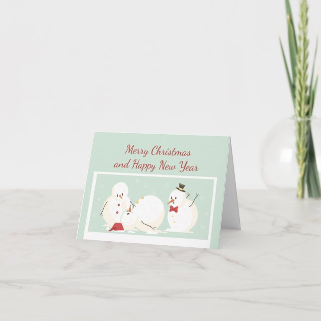 Carte Noël Nouvel An Drôle 2020 Snowman (Devant)