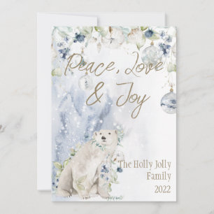 Carte Noel Ours Polaire Snow Foliage Or Personnaliser