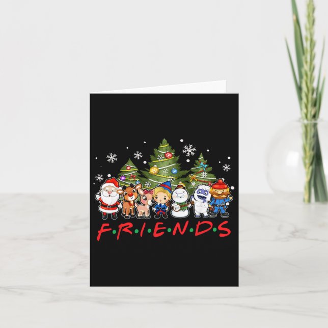 Carte Noël Père Noël Amis Reindeder Snowman Famille Xm (Devant)