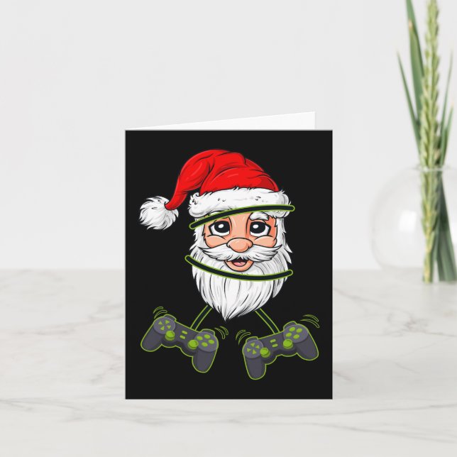 Carte Noël Père Noël Contrôleurs de jeu vidéo Garçons (Devant)