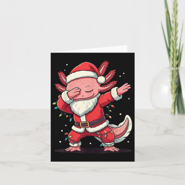 Carte Noël Père Noël Costume Dabbing Axolotl Xmas Lumièr (Devant)