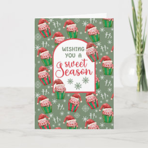 Carte Noël Père Noël Cupcakes saison douce