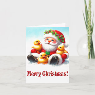 Carte Noël père Noël Ducklings