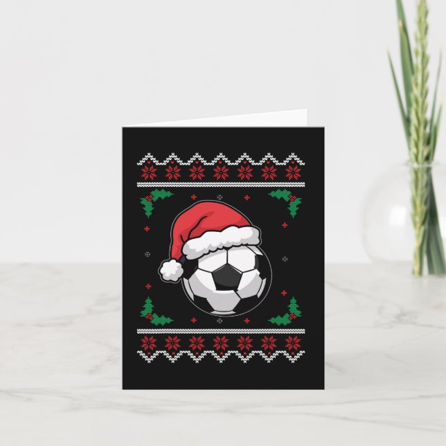 Carte Noël Père Noël Football Noël Soccer moche Garçons  (Devant)