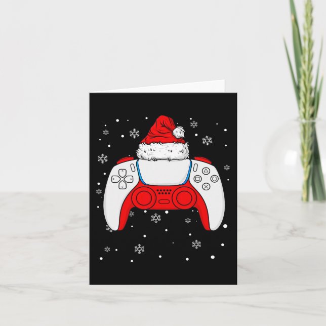 Carte Noël Père Noël Gamer Contrôleur Garçons Enfants Ad (Devant)