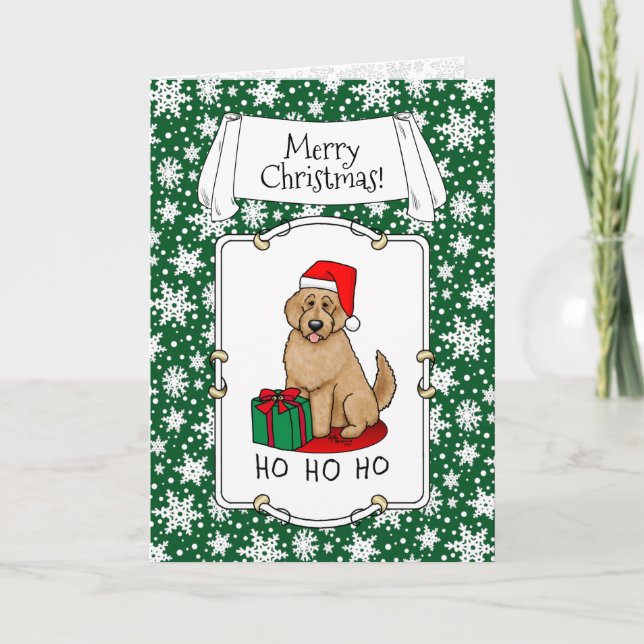 Carte Noël Père Noël Goldendoodle (rouge or) Chien migno (Devant)