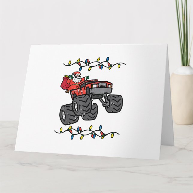 Carte Noël Père Noël Monster Camion Garçons Enfants Enfa (Devant)