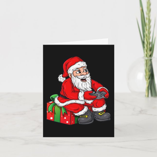 Carte Noël Père Noël Vidéo Gamer Contrôleur Garçons (Devant)