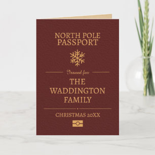 Carte Noël personnalisé de style passeport vintage or ro