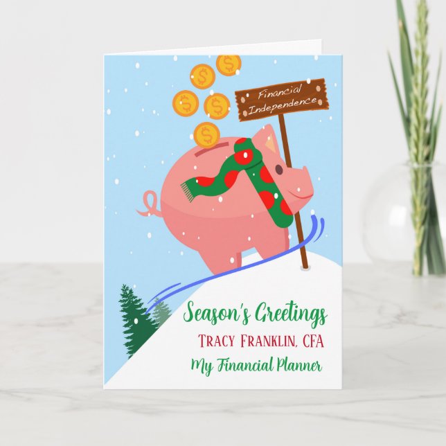 Carte Noël pour le conseiller financier Piggy Bank (Devant)
