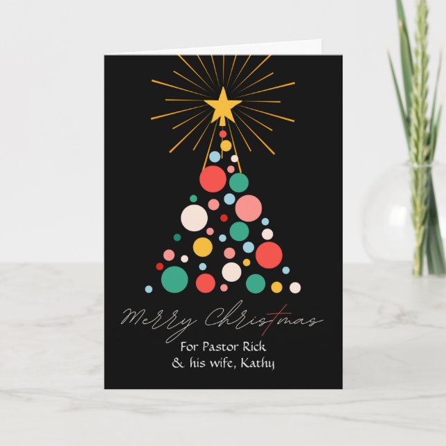 Carte Noël pour le pasteur et sa femme avec arbre (Devant)