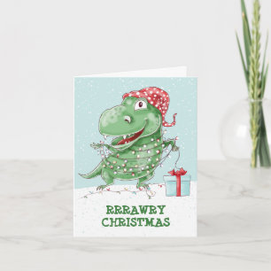 Carte Noël Rawry Dinosaure Idiot de Fêtes