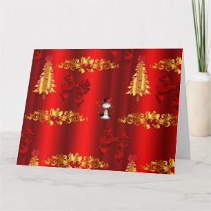 Carte Noël rouge et or mignon