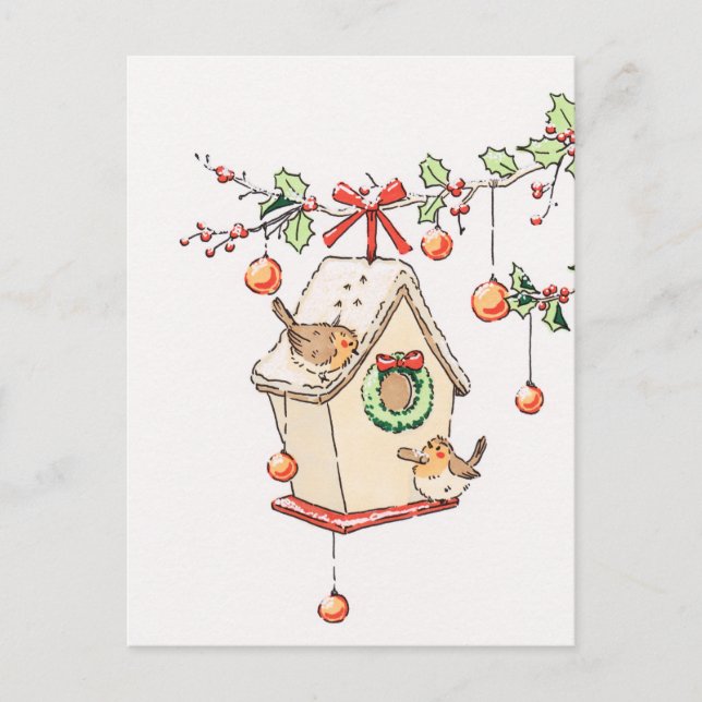 Carte Noël rouge-gorge neige, Robin Christmas card (Front)