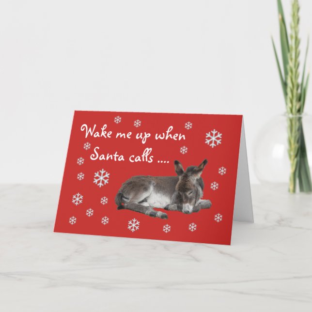 Carte Noël rouge mignon d'âne (Devant)