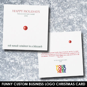 Carte Noël Rouge renne à nez rouge Funny Business Logo