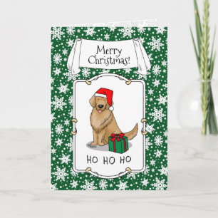 Carte Noël Santa Claus Golden Retriever Chien mignonne