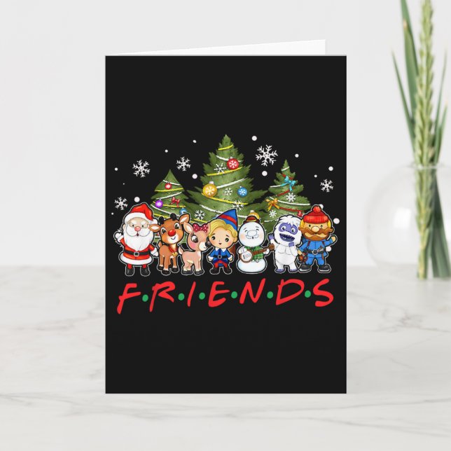 Carte Noël Santa Rudolph Snowman Family Xma (Devant)