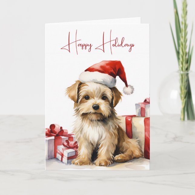 Carte Noël Shih-Tzu Avec Cadeaux De Vacances (Devant)