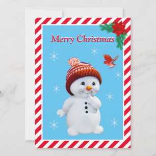 Carte Noël Snowman & mignonne Red Bird Christmas