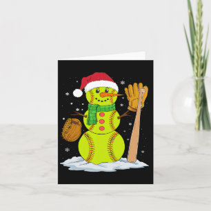 Carte Noël Snowman Softball Pitcher Boys Enfants Ados