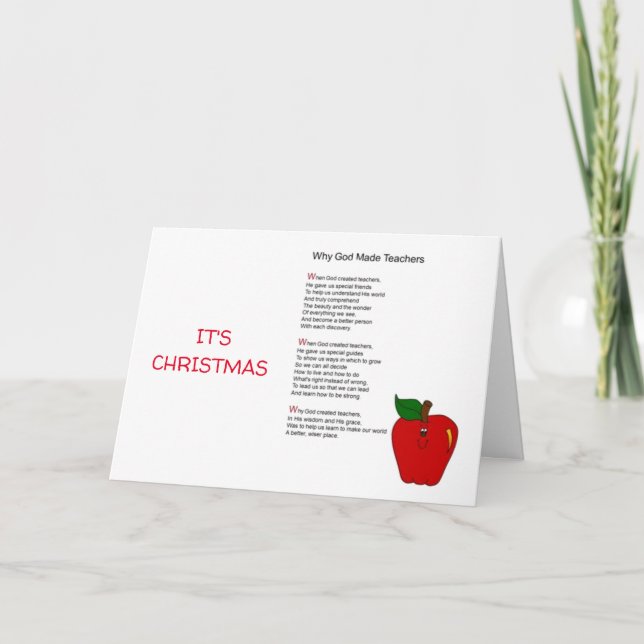 CARTE NOËL SOUHAITE AU MEILLEUR ENSEIGNANT (Devant)
