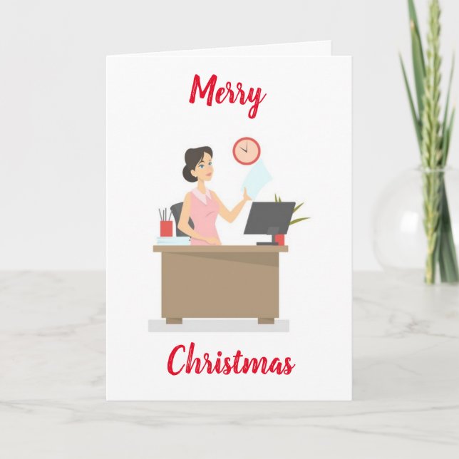CARTE NOËL SOUHAITE **TRAVAILLEUSE DE BUREAU FÉMININ" (Devant)
