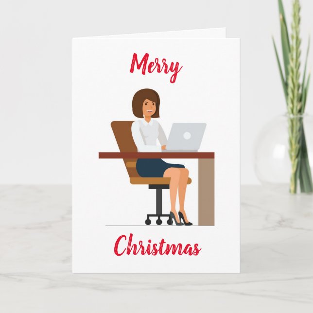 CARTE NOËL SOUHAITE **TRAVAILLEUSE DE BUREAU FÉMININ" (Devant)