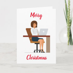 CARTE NOËL SOUHAITE **TRAVAILLEUSE DE BUREAU FÉMININ"