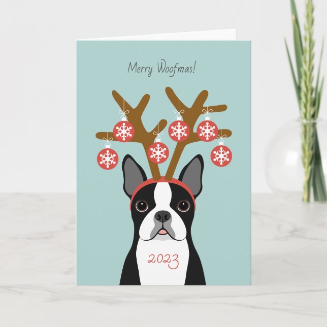 Carte Noël Terrier de Boston (Devant)